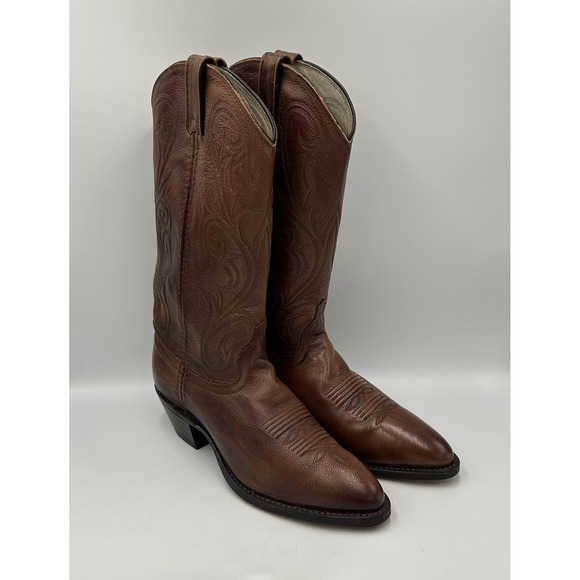 Vintage Dan Post Brown Leather Western Cowboy Boots Men's 9 M‎ - Picture 1 of 10